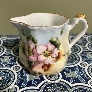 Antique - Beautiful Creamer Cup, Purple/Pink Floral with Gold Trim